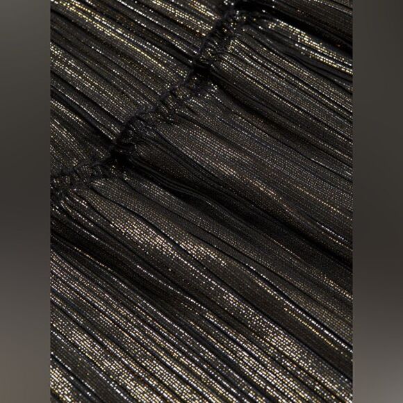 A.L.C. NWT Carter Pleated Mini Skirt Black Gold Silver Size 6 - Picture 10 of 16